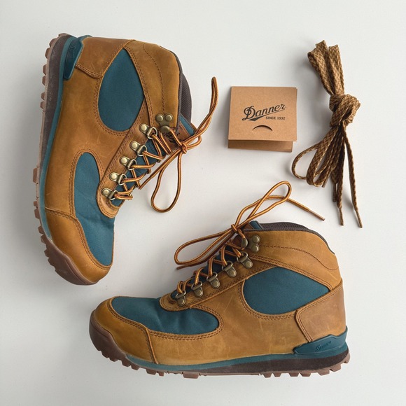 Danner EUC Jag II Waterproof Brown Deep Teal Lace Up Hiking Boots women 8.5 - Picture 2 of 8